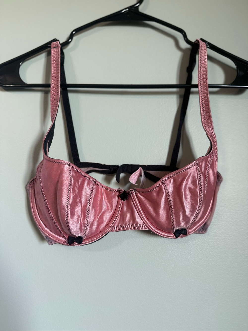 Victoria's Secret Pink Satin Underwire Bra with Black Trim